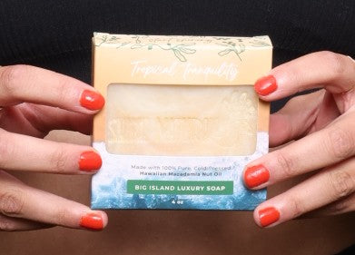 Handcrafted, Luxury body soap made with macadamia nut oil on Big Island farm