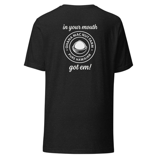 Ohana Mac Nut Farm T-shirt In your mouth