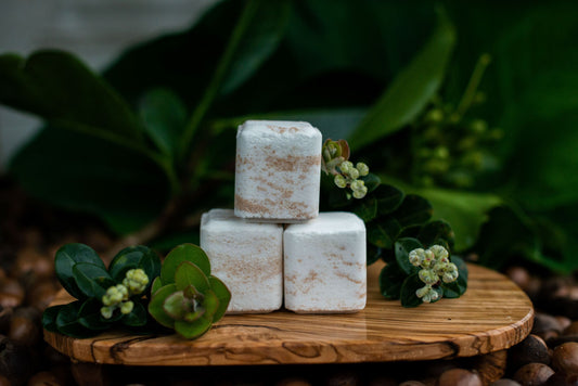 Moisturizing bath bomb made with macadamia oil—luxury spa experience