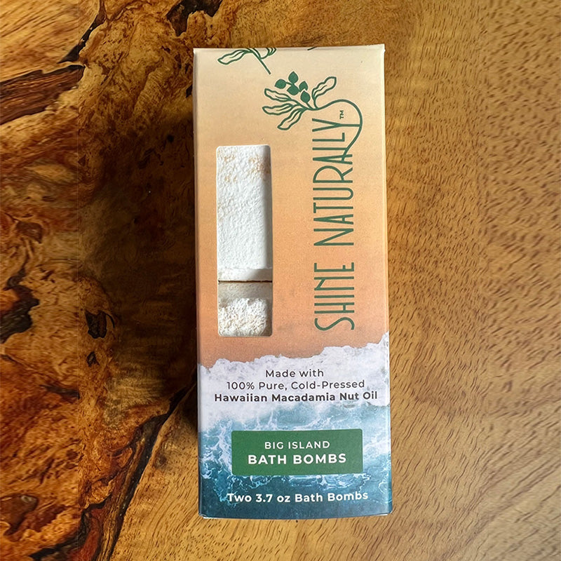 Moisturizing bath bomb made with macadamia oil—luxury spa experience