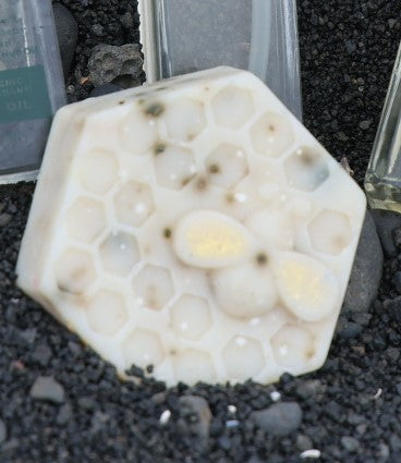 Buzz Bar soap infused with Hawaiian macadamia nut oil and natural botanicals
